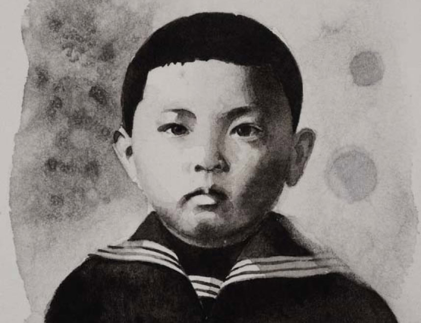 Portraits de personnalité à l'âge de l'enfance. Aquarelle miniature au format Art Trading Card, photographié et agrandi par impression sur papier aquarelle en grand format. Exposition à la Galerie de l'Artsenal (2018)
