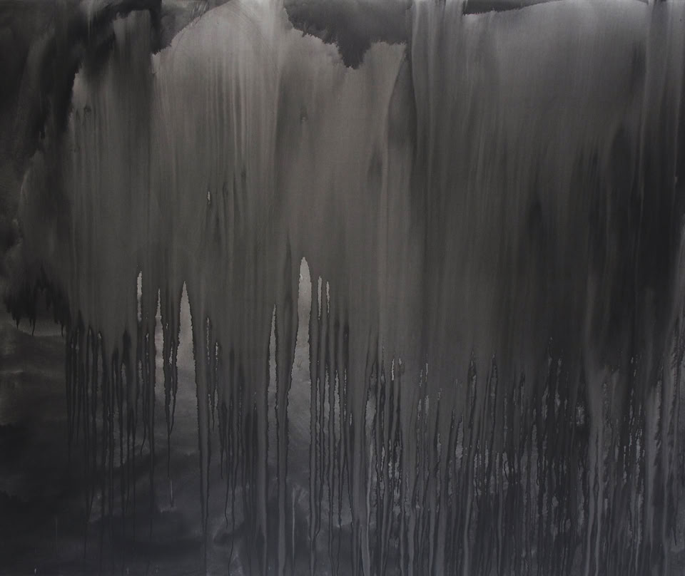 Peinture abstraite, monochrome noire, grand format