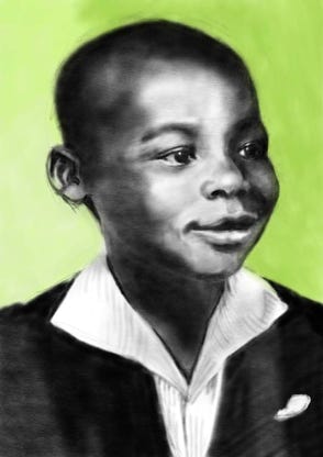 Illustration de la série *Enfance sans biographiel* par Denis Tcheskiss. Aquarelle miniature au format Artist Trading Card 63 x 89 mm. Exposition : 2018. Galerie de l'Artsenal. Delémont