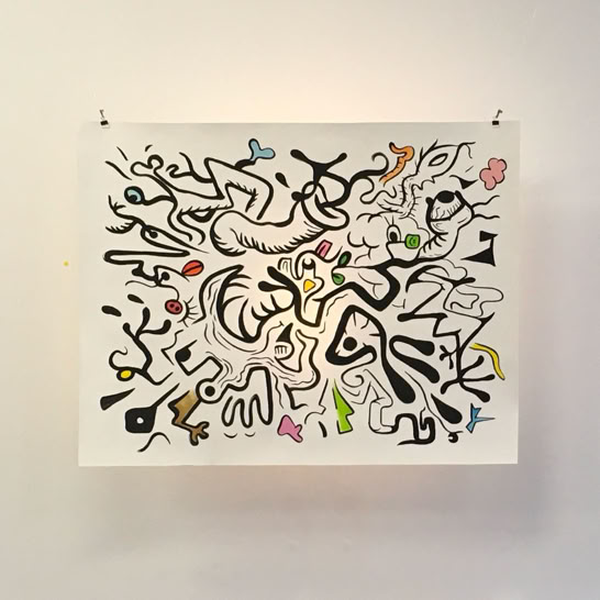 Peinture abstraite sur papier. Formes organiques. 100 x 140 cm
