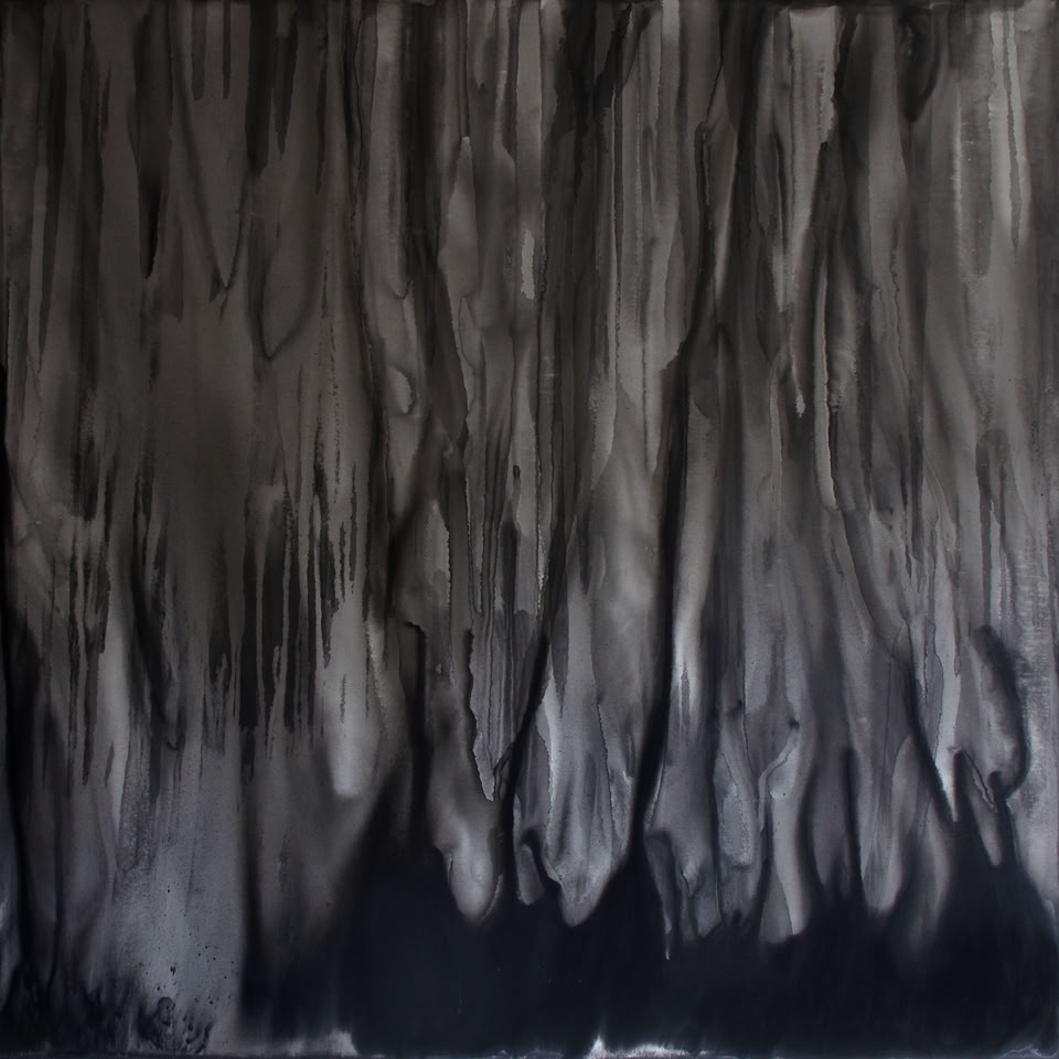 Peinture abstraite, monochrome noire, grand format