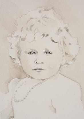 Illustration de la série *Enfance sans biographiel* par Denis Tcheskiss. Aquarelle miniature au format Artist Trading Card 63 x 89 mm. Exposition : 2018. Galerie de l'Artsenal. Delémont