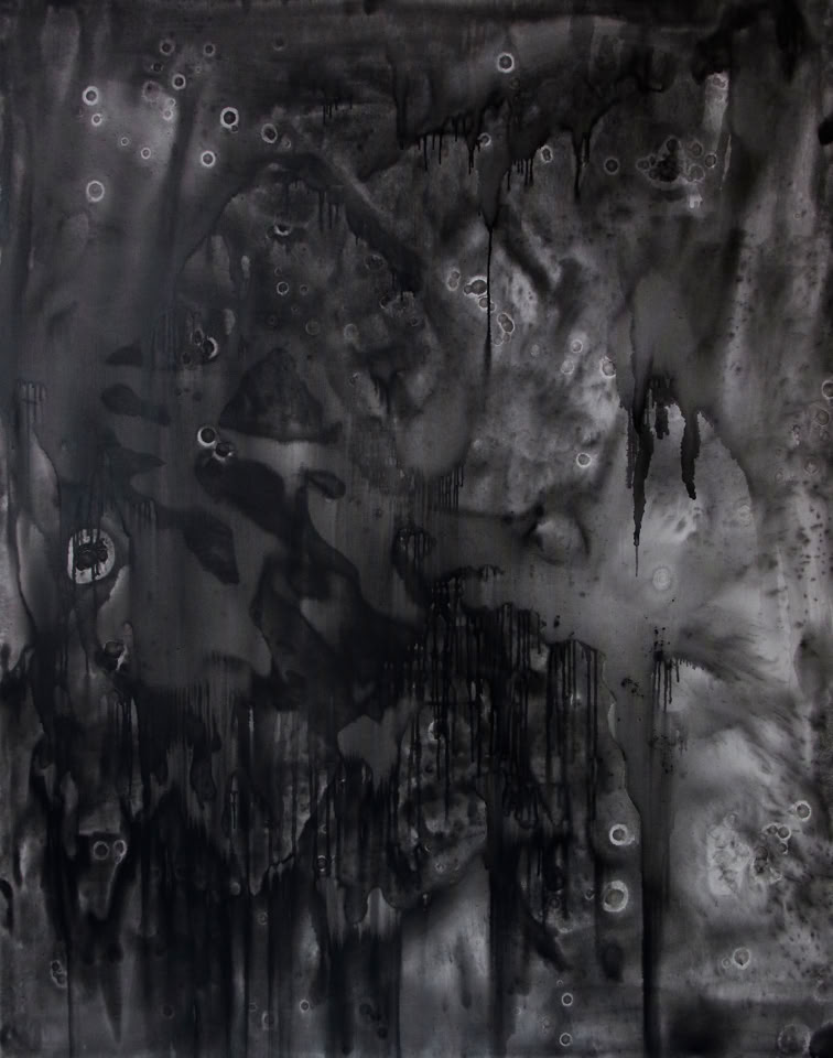 Peinture abstraite, monochrome noire, grand format